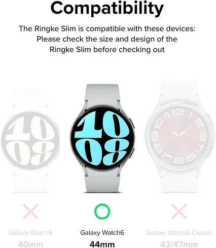 Ringke Slim [مادة مضادة للاصفرار / عبوتين] متوافق مع حافظة Samsung Galaxy Watch 6 (44 مم) غطاء شفاف متين وخفيف الوزن + لون إضافي للنساء والرجال - شفاف وكروم in Saudi Arabia