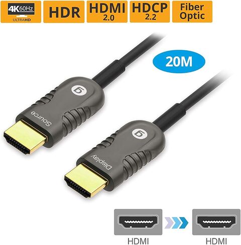 gofanco Active HDMI 2.0 Fiber Optic Cable 15m (50ft) - 4K @60Hz 4:4:4, HDMI 2.0, HDCP 2.2, HDR, ARC, 18Gbps, 3D, CEC, EDID, HEC in Saudi Arabia