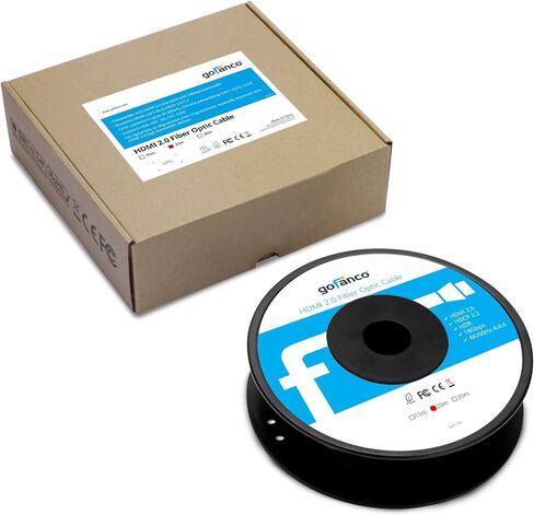 gofanco Active HDMI 2.0 Fiber Optic Cable 15m (50ft) - 4K @60Hz 4:4:4, HDMI 2.0, HDCP 2.2, HDR, ARC, 18Gbps, 3D, CEC, EDID, HEC in Saudi Arabia