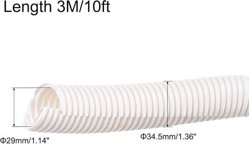 MECCANIXITY Split Wire Loom Tubing PE Corrugated Pipe Conduit 2.5M/8.2ft Length 36x42.5mm White for Wire Cable in Kuwait