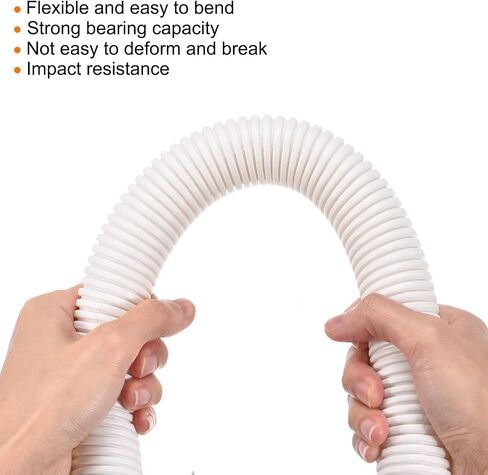 MECCANIXITY Split Wire Loom Tubing PE Corrugated Pipe Conduit 2.5M/8.2ft Length 36x42.5mm White for Wire Cable in Kuwait