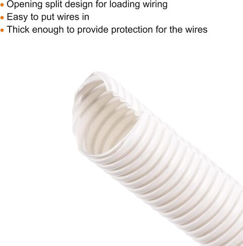 MECCANIXITY Split Wire Loom Tubing PE Corrugated Pipe Conduit 2.5M/8.2ft Length 36x42.5mm White for Wire Cable in Kuwait