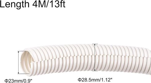 MECCANIXITY Split Wire Loom Tubing PE Corrugated Pipe Conduit 2.5M/8.2ft Length 36x42.5mm White for Wire Cable in Kuwait