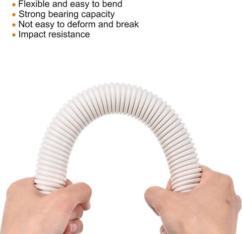 MECCANIXITY Split Wire Loom Tubing PE Corrugated Pipe Conduit 2.5M/8.2ft Length 36x42.5mm White for Wire Cable in Kuwait