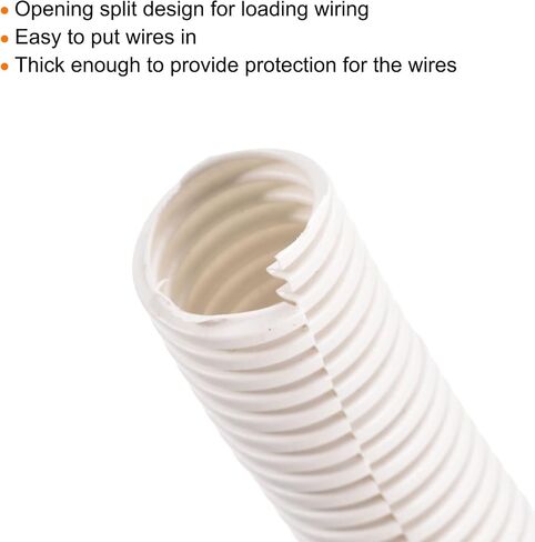 MECCANIXITY Split Wire Loom Tubing PE Corrugated Pipe Conduit 2.5M/8.2ft Length 36x42.5mm White for Wire Cable in Kuwait