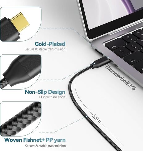 كابل USB C إلى HDMI 4k @30hz 1.8M نوع USB-C إلى HDMI كابل Thunderbolt 3/4 متوافق مع iPhone 15 Pro/Pro Max MacBook Pro/Air iPad Pro/Air iMac in Kuwait