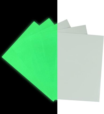 A4 8.27" x 11.7" Glow in The Dark Cold Laminating Film, PET Protective Film for Photos, Outdoor Posters, Billboards, Signs, Files, Specimen, Cards etc (5 Sheets, Green Glow) in Saudi Arabia