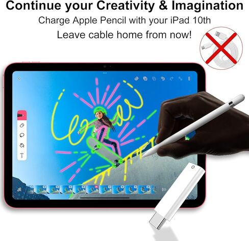 محول شحن Jiunai متوافق مع Apple Pencil الجيل الأول ذكر USB-C إلى أنثى Lightning محول شحن بلوتوث زوج USB-C إلى محول قلم رصاص لقلم Apple Pencil الجيل الأول iPad 10 in Kuwait
