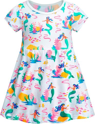 Toddler Dress Cotton Casual Short Sleeve Swing Sundress Little Girl Birthday Party Summer Playwear Dresses in Saudi Arabia