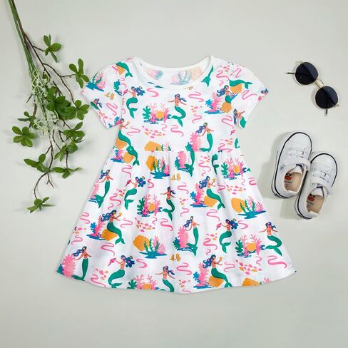 Toddler Dress Cotton Casual Short Sleeve Swing Sundress Little Girl Birthday Party Summer Playwear Dresses in Saudi Arabia