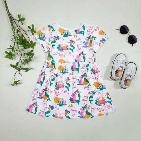 Toddler Dress Cotton Casual Short Sleeve Swing Sundress Little Girl Birthday Party Summer Playwear Dresses in Saudi Arabia