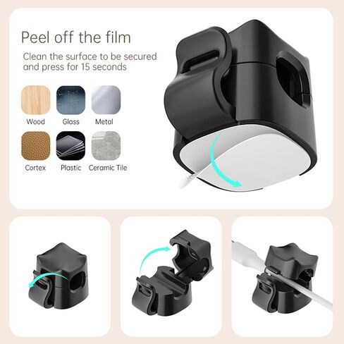 3Pack Cable Clips, JIYHF Cord Organizer for Desk, Wire Organizer, Phone USB Charger Holder, Management Wall Car Desktop Nightstand(Black) in Saudi Arabia