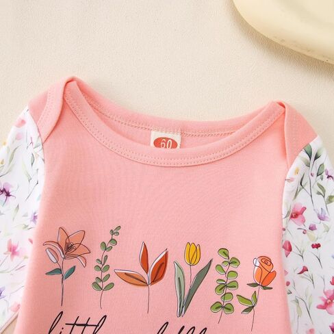 Newborn Infant Baby Girl Long Sleeve Romper Little Sister Onesie Cute Wildflower Floral Bodysuit Fall Winter Outfit in Saudi Arabia