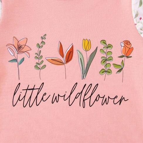 Newborn Infant Baby Girl Long Sleeve Romper Little Sister Onesie Cute Wildflower Floral Bodysuit Fall Winter Outfit in Saudi Arabia
