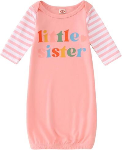 Newborn Infant Baby Girl Long Sleeve Romper Little Sister Onesie Cute Wildflower Floral Bodysuit Fall Winter Outfit in Saudi Arabia
