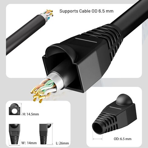 100 حزمة Rj45 سلالة تخفيف الأحذية إيثرنت شبكة كابل موصل التوصيل غطاء ل Cat6 Cat5e Cat5 (10 ألوان) in Kuwait