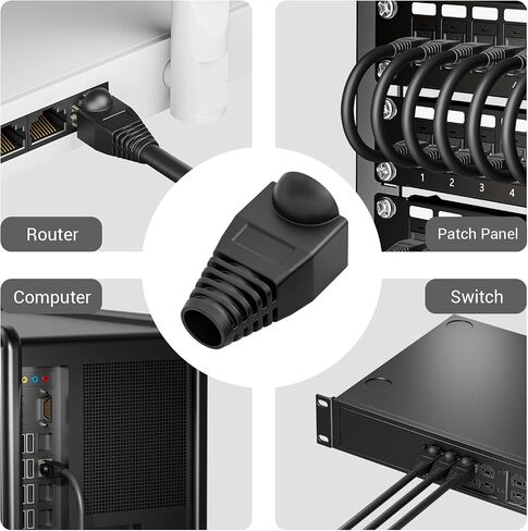 100 حزمة Rj45 سلالة تخفيف الأحذية إيثرنت شبكة كابل موصل التوصيل غطاء ل Cat6 Cat5e Cat5 (10 ألوان) in Kuwait