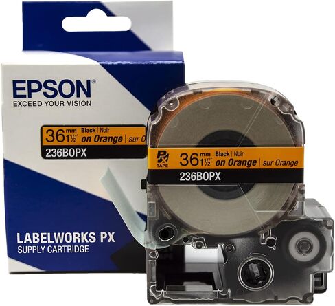 Epson LABELWORKS 236BBPX PET (Polyester) Tape Cartridge - Black on Blue Label Maker Tape - 1.5" (36MM) Wide, 30' in Saudi Arabia