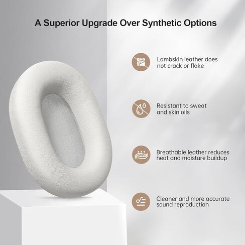 Aurivor Replacement Ear-Pads Cushions for Sony WH-1000XM5 Noise Canceling Headphones, Premium XM5 Ear Covers with Soft Protein Leather, Optimized Memory Foam (Silver) in Saudi Arabia