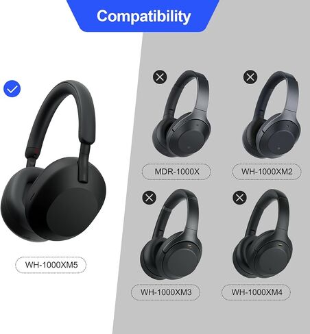وسائد أذن بديلة من Aurivor لسماعات الرأس Sony WH-1000XM5 المانعة للضوضاء، أغطية أذن ممتازة XM5 مع جلد بروتين ناعم، إسفنج الذاكرة الأمثل (فضي) in Kuwait