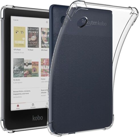 Caweet Case for Kobo Clara Colour/BW 6 Inch 2024 Release, Premium PU Leather Foldable Stand Protective Sleeve Cover with Card Slot and Hand Strap, Black in Saudi Arabia