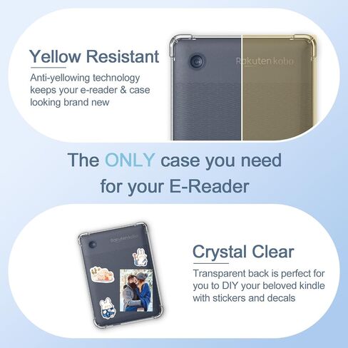 Caweet Case for Kobo Clara Colour/BW 6 Inch 2024 Release, Premium PU Leather Foldable Stand Protective Sleeve Cover with Card Slot and Hand Strap, Black in Saudi Arabia