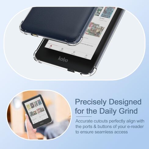 Caweet Case for Kobo Clara Colour/BW 6 Inch 2024 Release, Premium PU Leather Foldable Stand Protective Sleeve Cover with Card Slot and Hand Strap, Black in Saudi Arabia