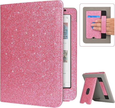 Caweet Case for Kobo Clara Colour/BW 6 Inch 2024 Release, Premium PU Leather Foldable Stand Protective Sleeve Cover with Card Slot and Hand Strap, Black in Saudi Arabia