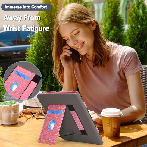 Caweet Case for Kobo Clara Colour/BW 6 Inch 2024 Release, Premium PU Leather Foldable Stand Protective Sleeve Cover with Card Slot and Hand Strap, Black in Saudi Arabia