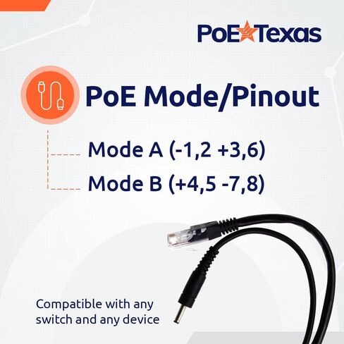 PoE Texas 802.3af Power Over Ethernet PoE Splitter + موصلات MicroUSB، خرج 5 فولت 10 واط وبيانات جيجابت - من أجل طاقة 5 فولت للأجهزة اللوحية، Dropcam، Raspberry Pi، محولات MicroUSB ذات الزاوية اليمنى واليسرى in Kuwait