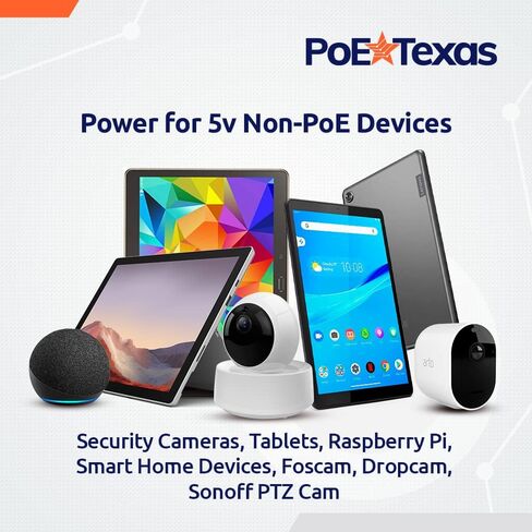 PoE Texas 802.3af Power Over Ethernet PoE Splitter + موصلات MicroUSB، خرج 5 فولت 10 واط وبيانات جيجابت - من أجل طاقة 5 فولت للأجهزة اللوحية، Dropcam، Raspberry Pi، محولات MicroUSB ذات الزاوية اليمنى واليسرى in Kuwait