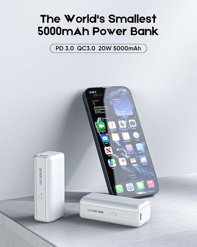 Mini Portable Charger- 5000mah 4.5oz Lightweight Power Bank-Dual Ports PD 20w Fast-Charging Battery Pack Compatible with iPhone,ipad,Samsung,Android,Aipods,and More. in Kuwait