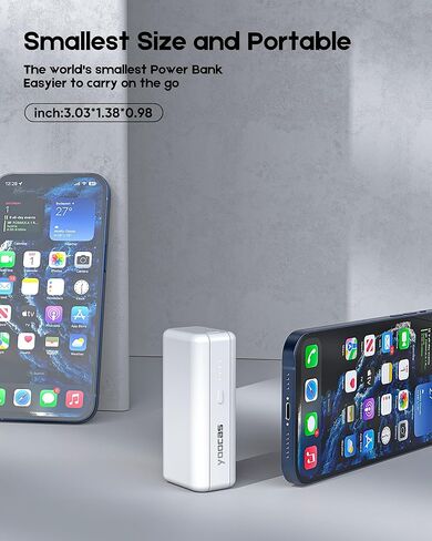 Mini Portable Charger- 5000mah 4.5oz Lightweight Power Bank-Dual Ports PD 20w Fast-Charging Battery Pack Compatible with iPhone,ipad,Samsung,Android,Aipods,and More. in Kuwait