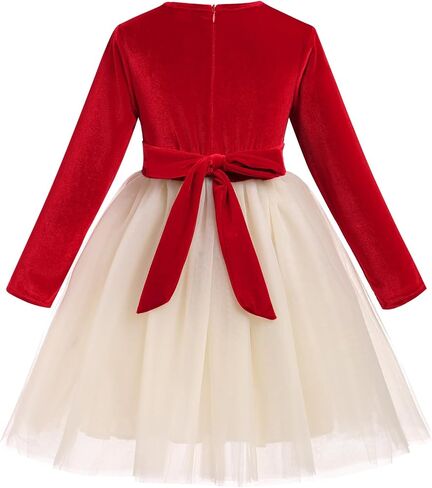 AWIBMK Toddler Girls Christmas Velvet Dress for Kids Tulle Velvet Princess Vintage Evening Dresses Fall Winter Outfits in Saudi Arabia