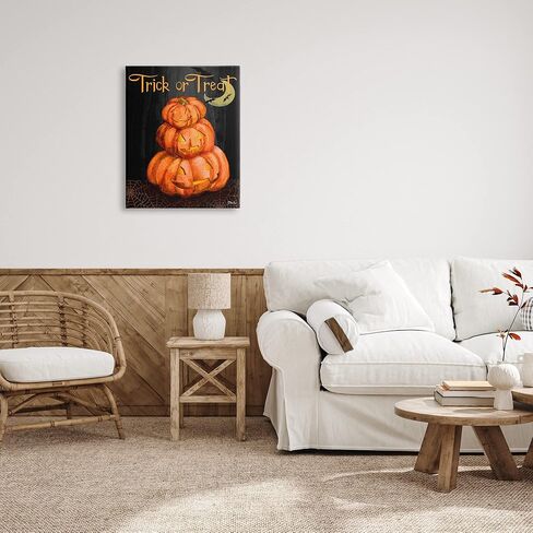 Stupell Industries Trick Or Treat Halloween Jack-o-Lantern Canvas Wall Art, Design by Paul Brent in Saudi Arabia