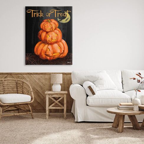 Stupell Industries Trick Or Treat Halloween Jack-o-Lantern Canvas Wall Art, Design by Paul Brent in Saudi Arabia