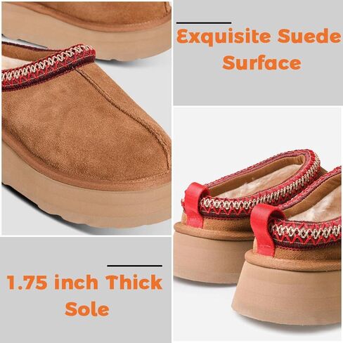 Platform Slippers Mini Boots for Women Fleece Lined Snow Boots Anti-Slip Snow Platform Slippers for Women Winter Outdoor in Saudi Arabia