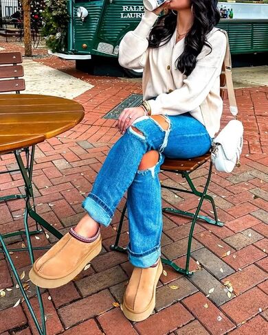 Platform Slippers Mini Boots for Women Fleece Lined Snow Boots Anti-Slip Snow Platform Slippers for Women Winter Outdoor in Saudi Arabia