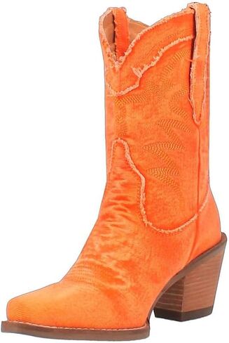 Dingo Womens Y'all Need Dolly Embroidery Snip Toe Casual Boots Mid Calf High Heel 3" & Up - Black in Kuwait