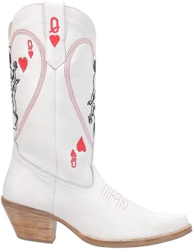 Dingo Womens Queen A Hearts Round Toe Casual Boots Mid Calf Mid Heel 2-3" - Black in Saudi Arabia