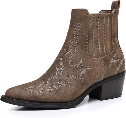 GLOBALWIN Cowboy Boots For Women Pointed Toe Pull On Chelsea Ankle Booties The Western Cowgirl Boots in Kuwait