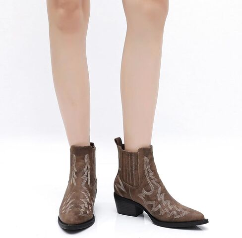 GLOBALWIN Cowboy Boots For Women Pointed Toe Pull On Chelsea Ankle Booties The Western Cowgirl Boots in Kuwait