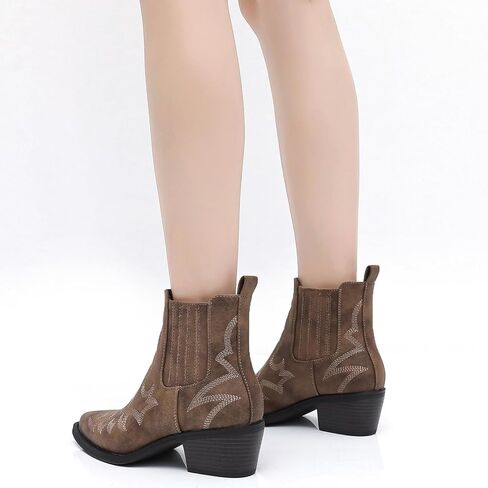 GLOBALWIN Cowboy Boots For Women Pointed Toe Pull On Chelsea Ankle Booties The Western Cowgirl Boots in Kuwait