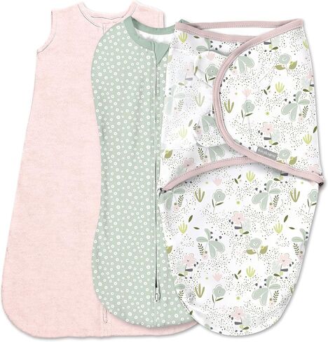SwaddleMe by Ingenuity Swaddle, Compression Pod, & Sleep Sack Set, Gift Set, 0-3 Months, 3-Pack - Baby Elephant in Kuwait