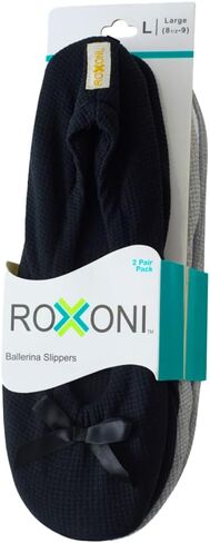 شبشب باليرينا مسطح سهل الارتداء للسيدات من Roxoni مصنوع من القطن والقطيفة الكلاسيكي (عبوة من قطعتين) in Kuwait