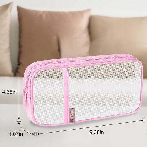BOVKE Grid Mesh Pencil Case Pen Bag Clear Case Pen Marker Pouch School Stationery Organizer Teen Girls Boys Transparent Art Supplies Case Travel Office College Gift for Adults, Kids, Students, Black in Saudi Arabia