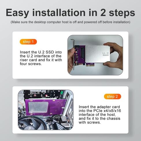 محول ipolex PCIe 3.0 إلى (2) U.2 SFF-8639، X8، لـ 2.5 بوصة U.2 NVMe SSD in Kuwait