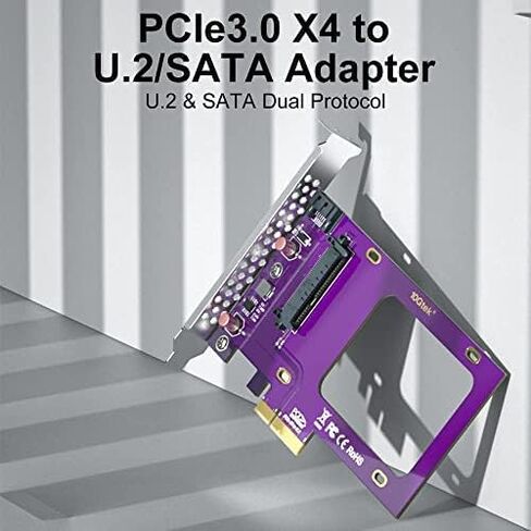 محول ipolex PCIe 3.0 إلى (2) U.2 SFF-8639، X8، لـ 2.5 بوصة U.2 NVMe SSD in Kuwait