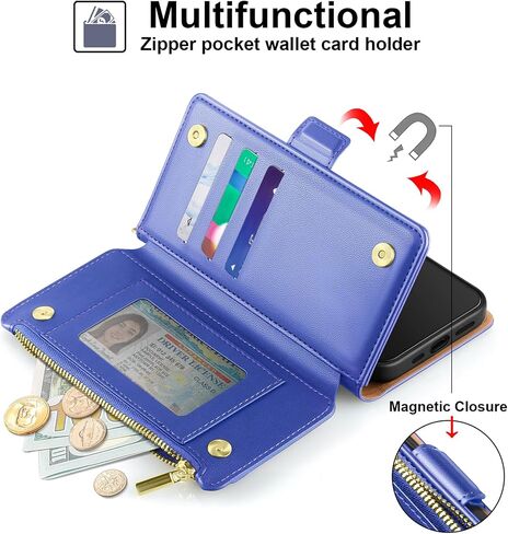 Antsturdy for Motorola Moto G Stylus 5G 2024 Wallet case with Card Holder Women Men,Moto G Stylus 2024 Phone case PU Leather Flip Cover Wrist Strap Zipper Credit Card Slots RFID Blocking,Black in Saudi Arabia