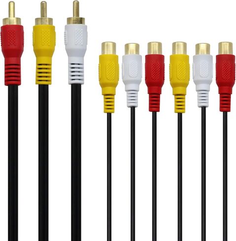 GINTOOYUN 3 RCA Female to 6 RCA Male Audio Video Splitter Cable Composite Extension AV Adapter for TV,DVD,Set-Top Box,Etc.-1FT. in Saudi Arabia